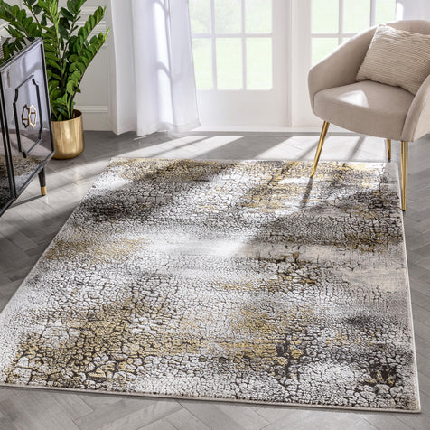 Kenneth Retro Abstract Pattern Grey Glam Rug
