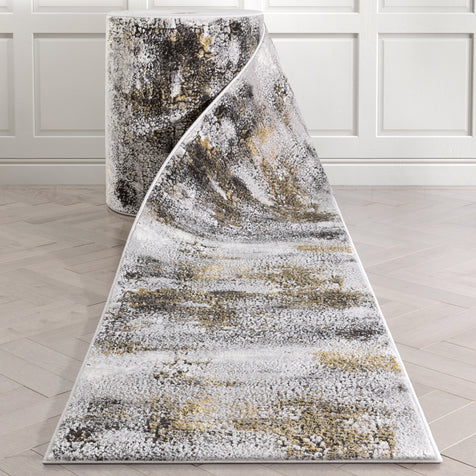 Custom Size Runner Kenneth Retro Abstract Pattern Grey Choose Your Width x Choose Your Length Hallway Runner Rug