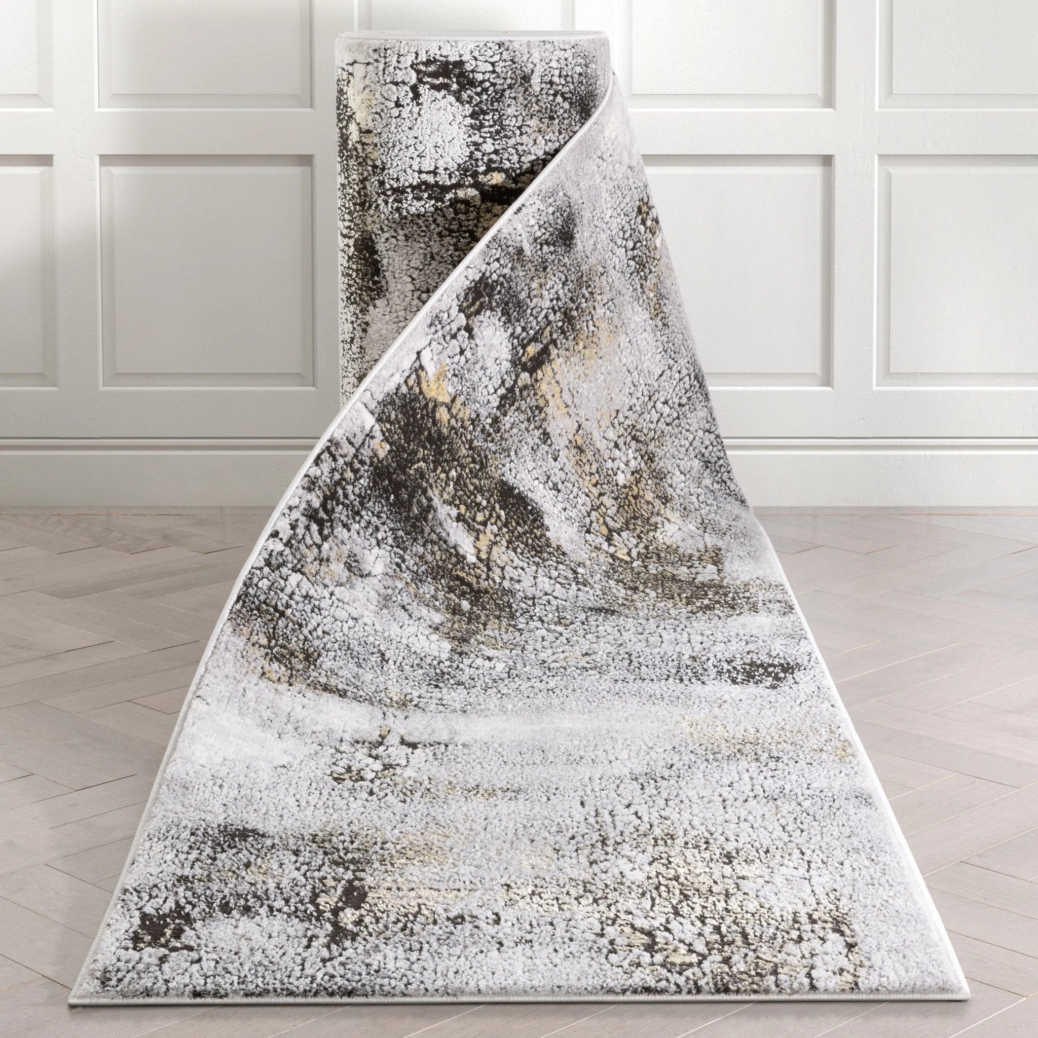 Custom Size Runner Kenneth Retro Abstract Pattern Grey Choose Your Width x Choose Your Length Hallway Runner Rug Well Woven