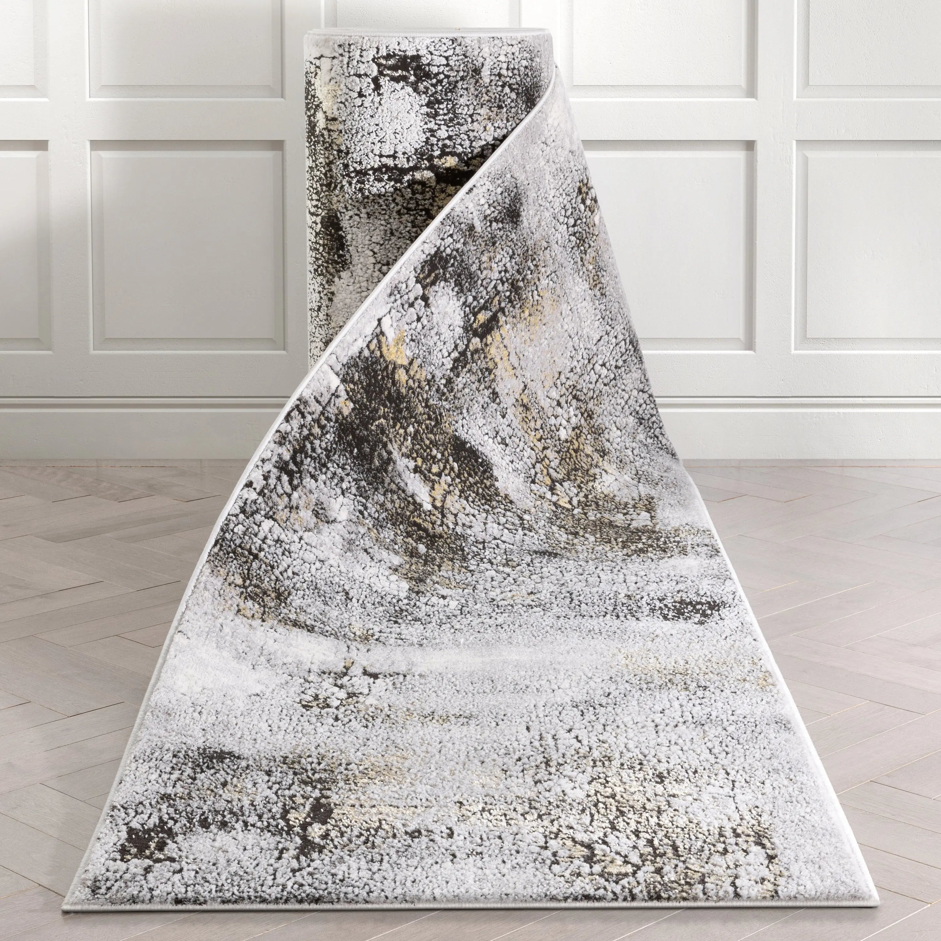 Custom Size Runner Kenneth Retro Abstract Pattern Grey Choose Your Width x Choose Your Length Hallway Runner Rug Well Woven
