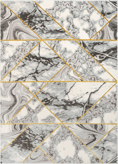 Arlo Retro Marble Pattern Grey Glam Rug