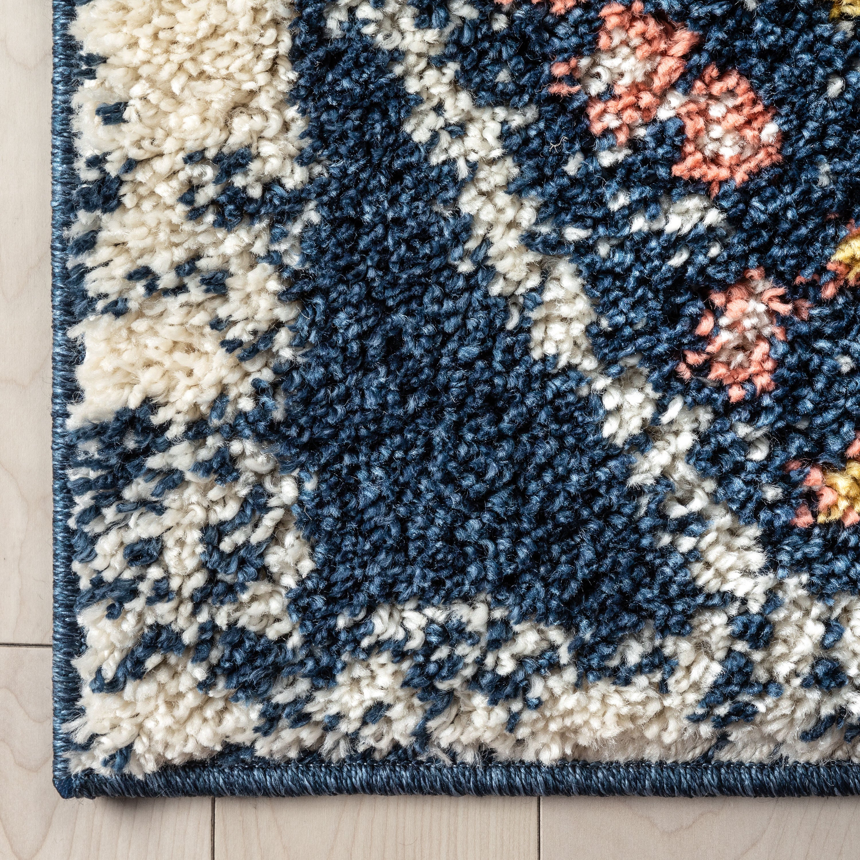 Sansa Moroccan Diamond Blue Rainbow Shag Rug