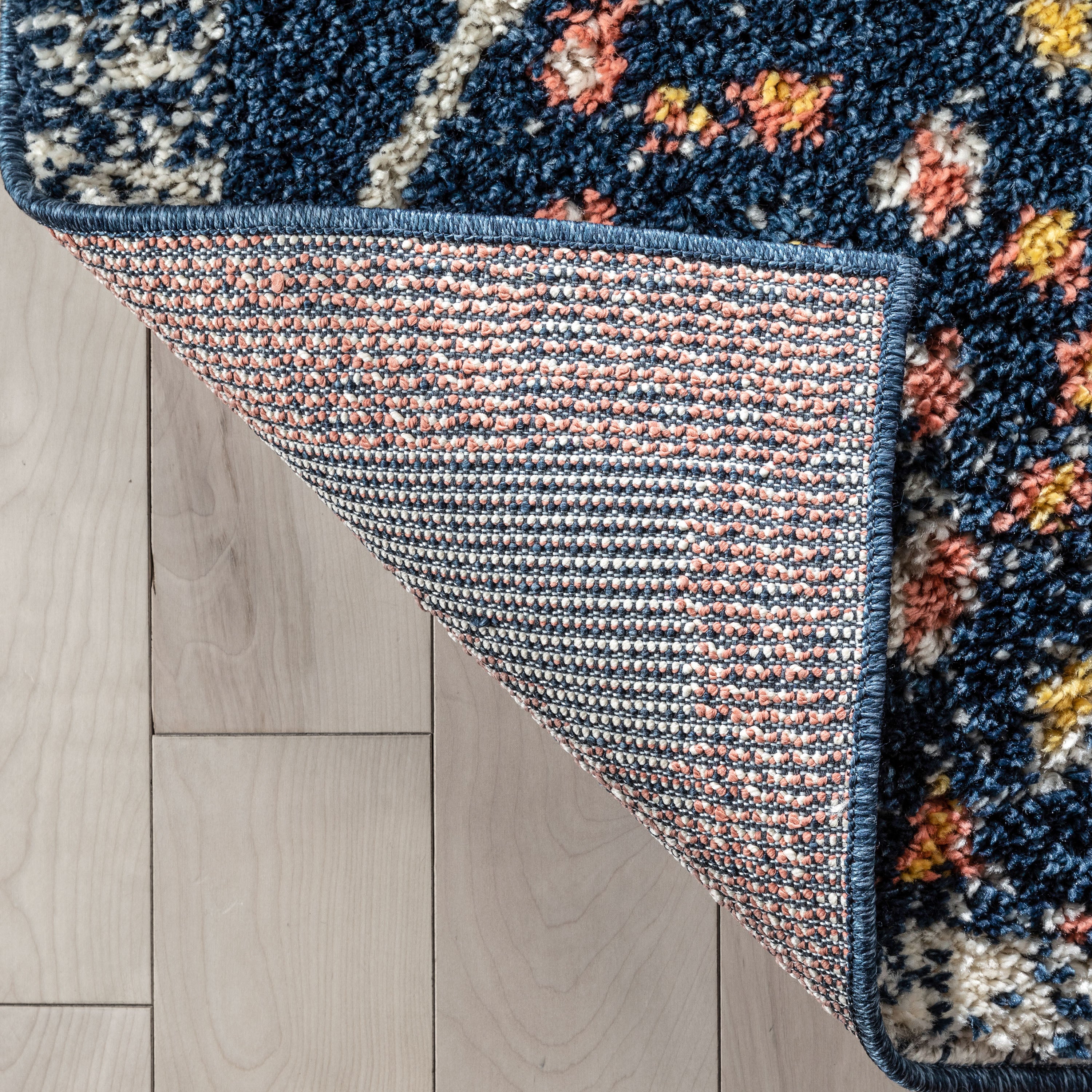 Sansa Moroccan Diamond Blue Rainbow Shag Rug