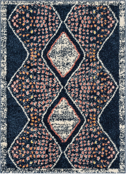 Sansa Moroccan Diamond Blue Rainbow Shag Rug