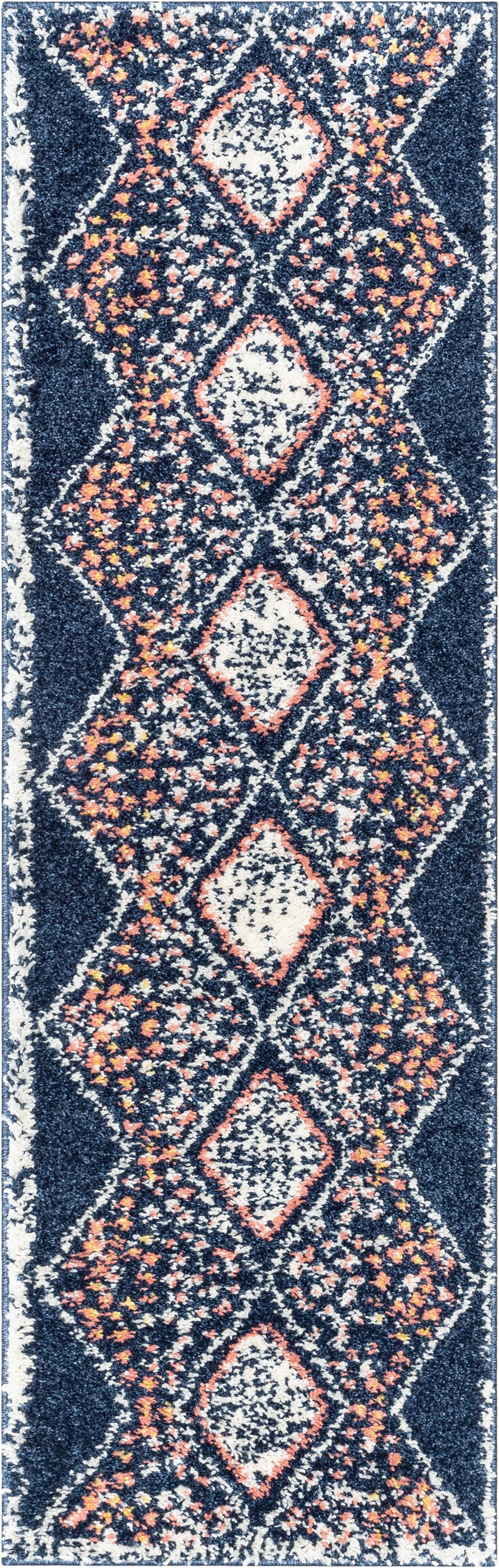 Sansa Moroccan Diamond Blue Rainbow Shag Rug