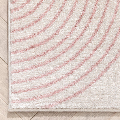 Margot Blush Pink Modern Geometric Boxes Lines 3D Textured Rug By Chill Rugs