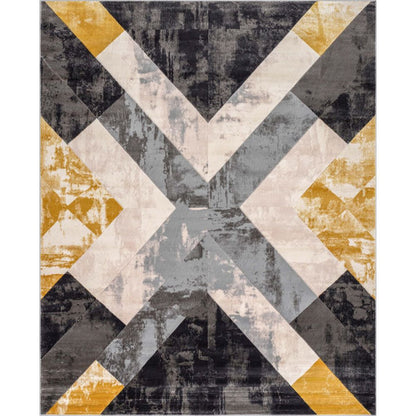 Rosa Gold Modern Geometric 3D Textured Rug