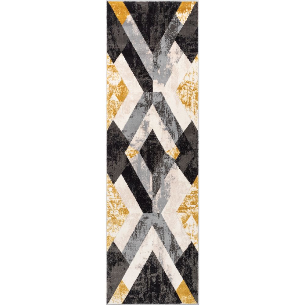 Rosa Gold Modern Geometric 3D Textured Rug