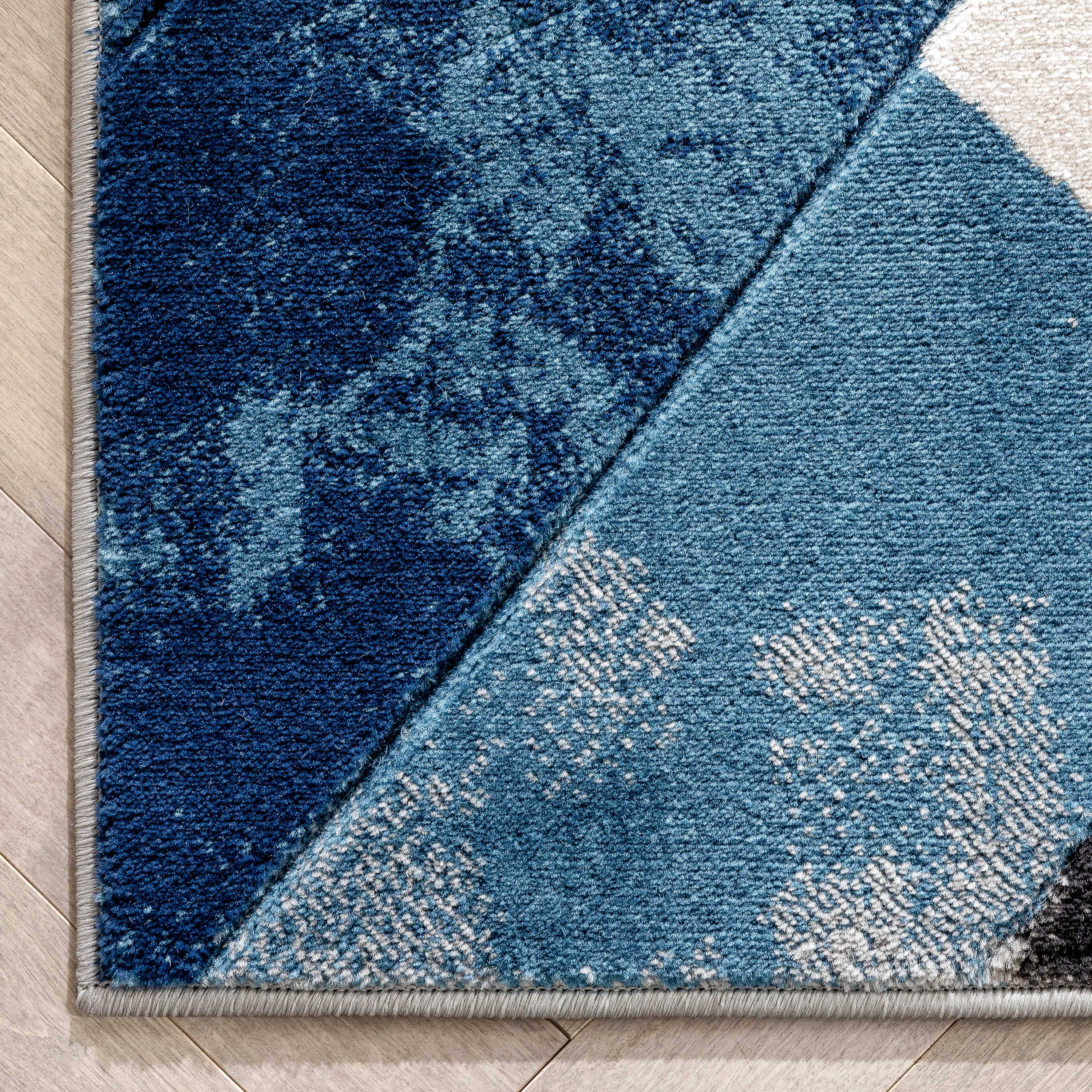 Rosa Blue Modern Geometric 3D Textured Rug