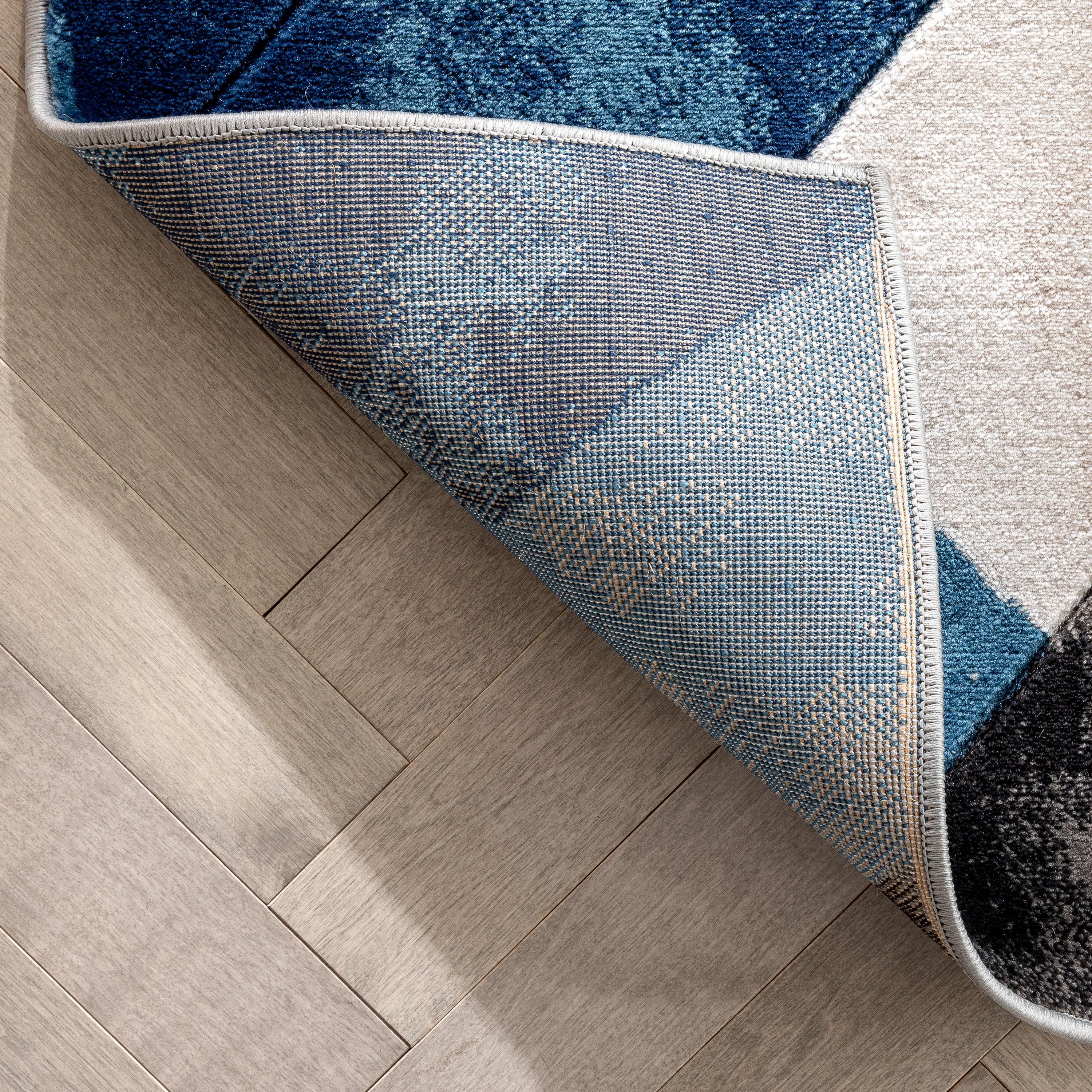 Rosa Blue Modern Geometric 3D Textured Rug