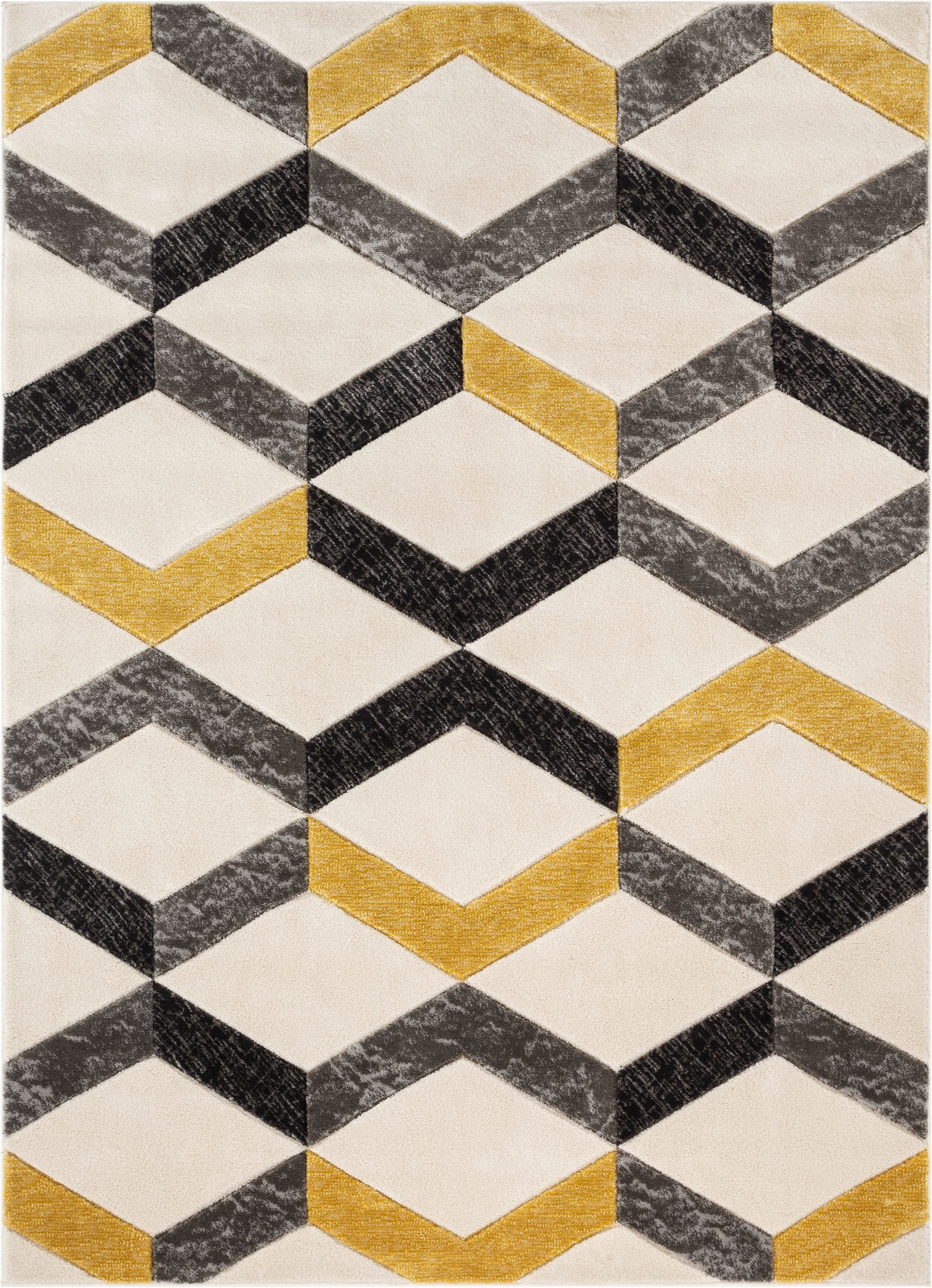 Millie Gold Modern Zigzag 5'3" x 7'3" Geometric 3D Textured Rug