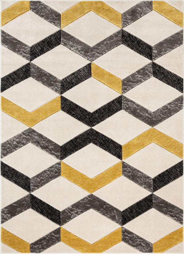 Millie Gold Modern Zigzag 5'3" x 7'3" Geometric 3D Textured Rug