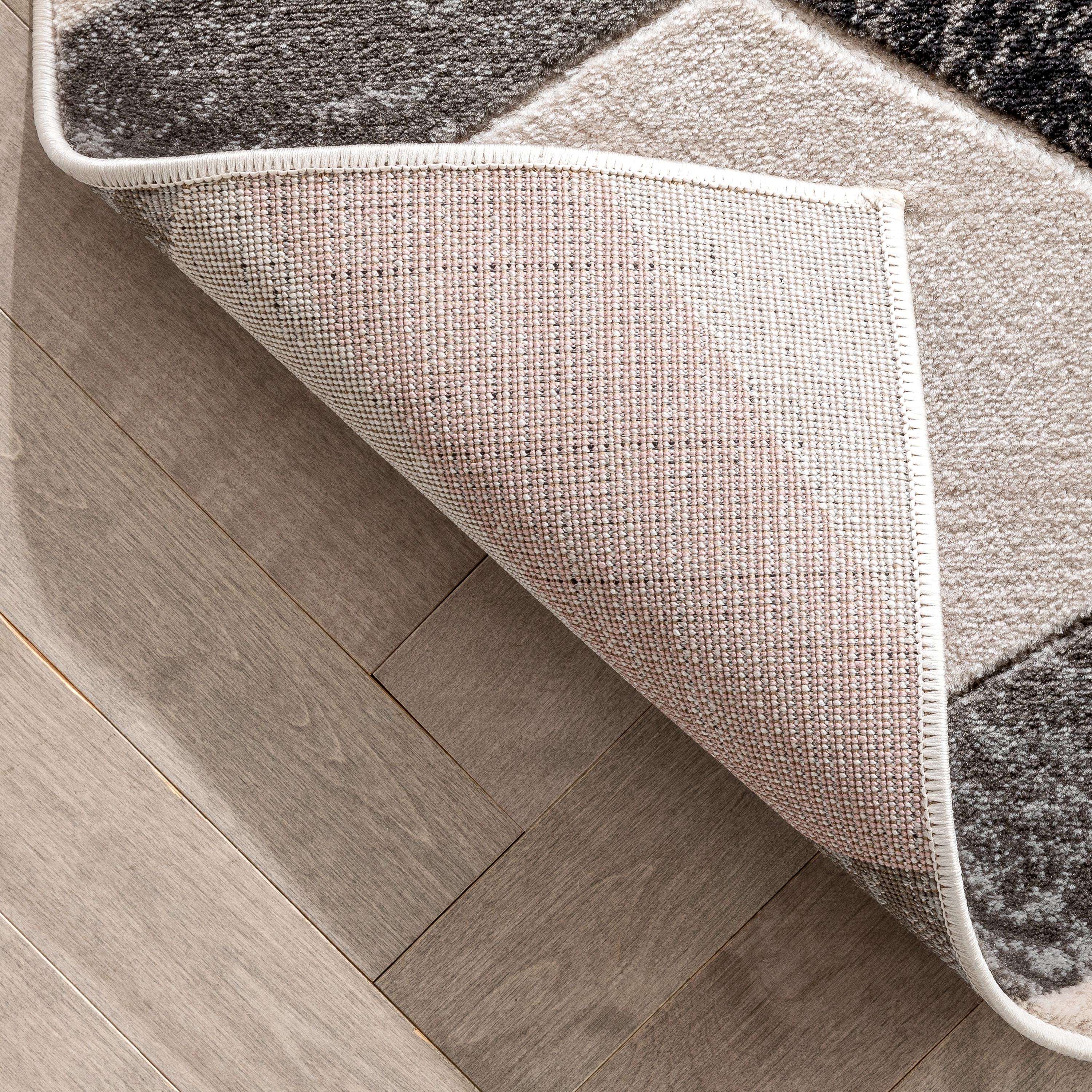 Millie Blush Pink Modern Zigzag Geometric 3D Textured Rug