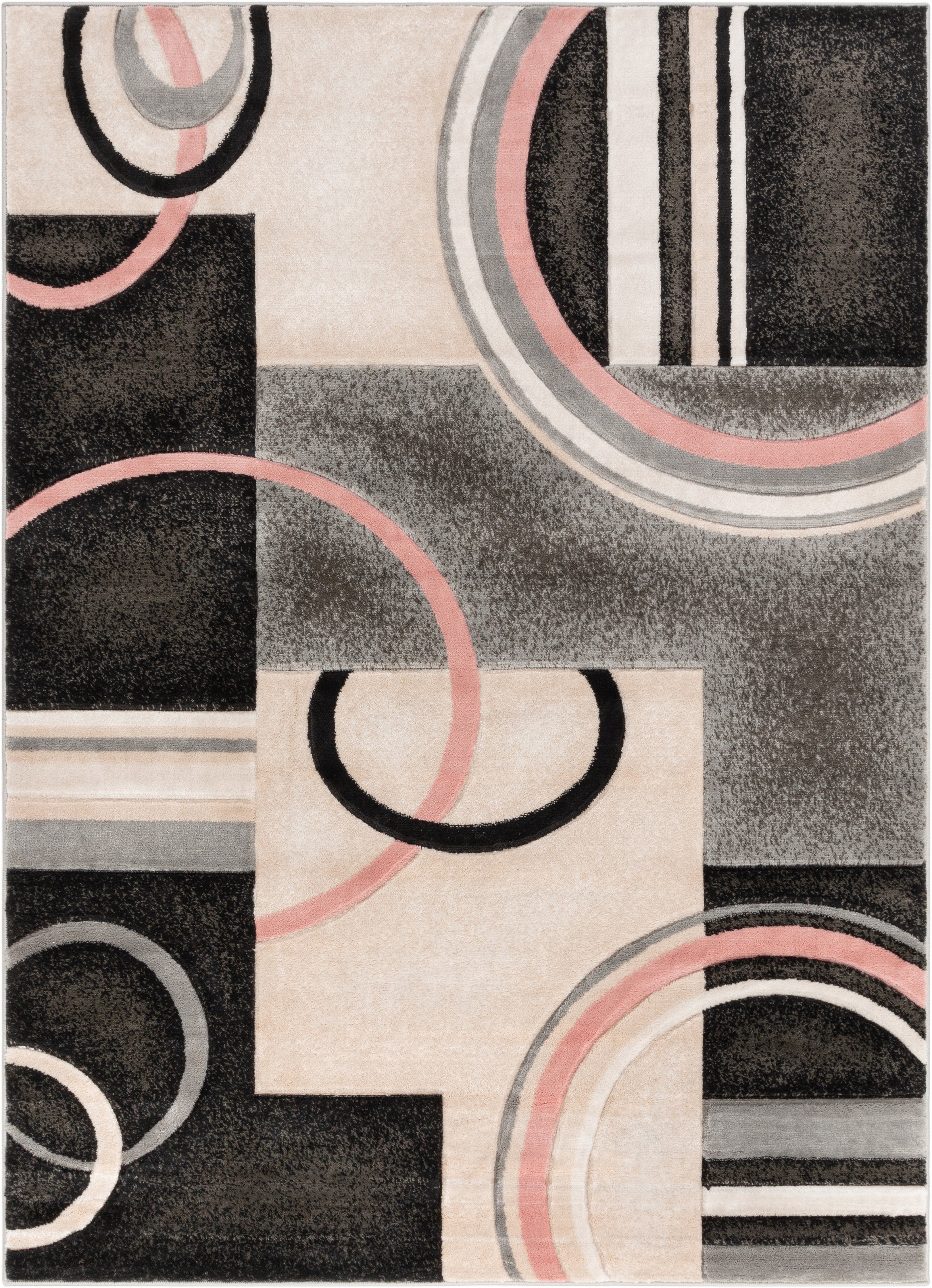 Belle Blush Pink Modern Abstract Geometric 3D Textured Rug