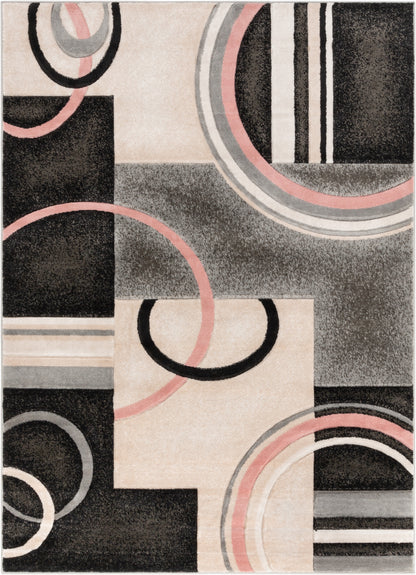 Belle Blush Pink Modern Abstract Geometric 3D Textured Rug