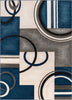 Belle Dark Blue Modern Abstract Geometric 3D Textured Rug