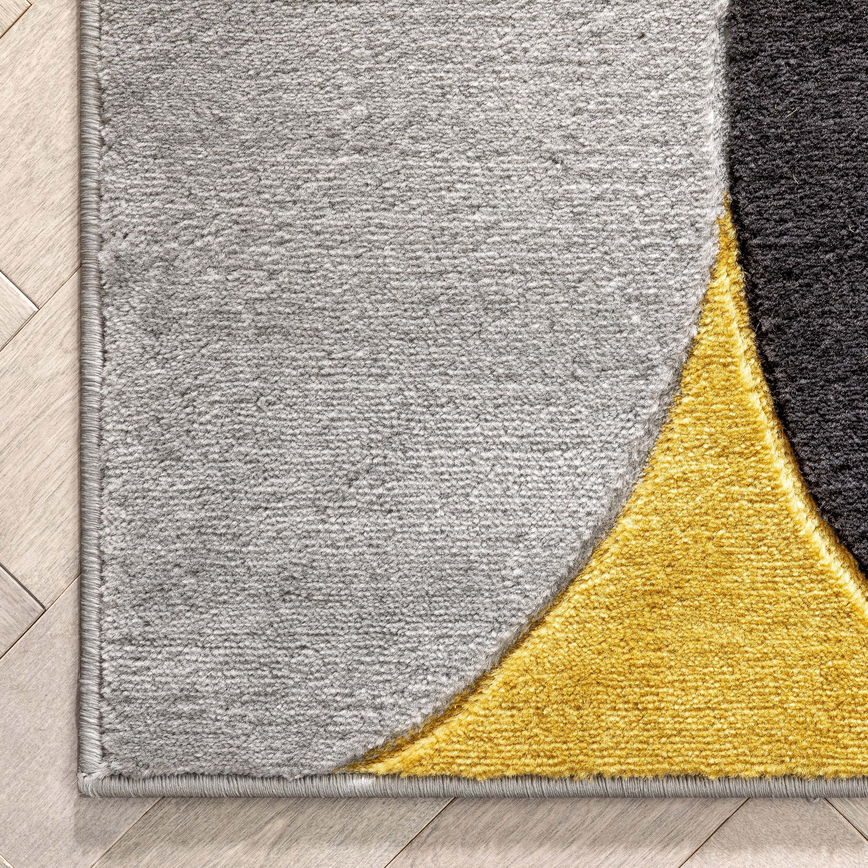 Helena Gold Mid-Century Modern Abstract Geometric 3D Textured Rug