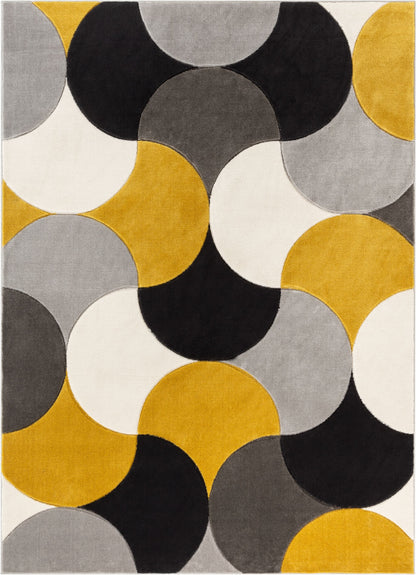 Helena Gold Mid-Century Modern Abstract Geometric 3D Textured Rug