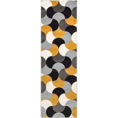 Helena Gold Mid-Century Modern Abstract Geometric 3D Textured Rug