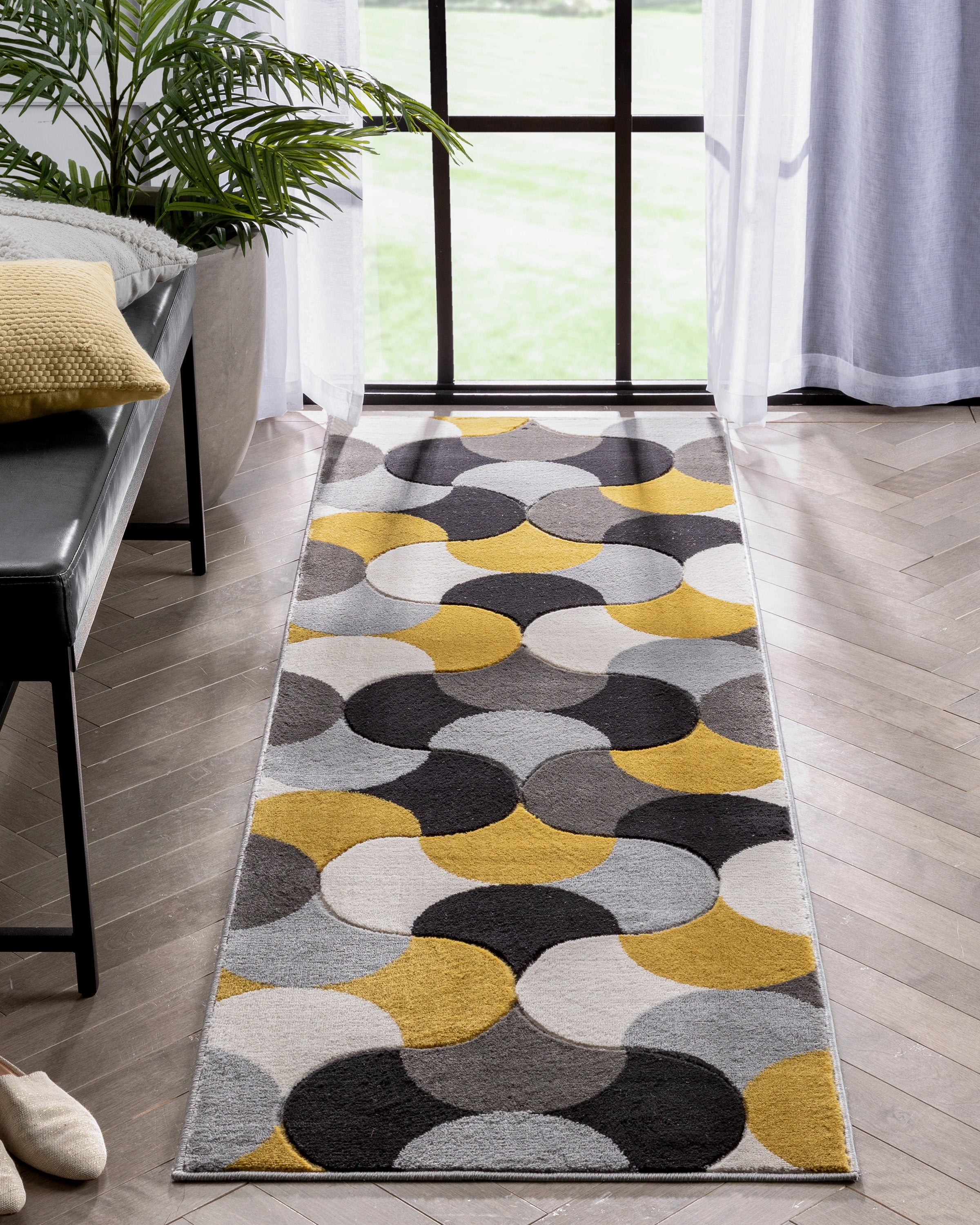 Helena Gold Mid-Century Modern Abstract Geometric 3D Textured Rug