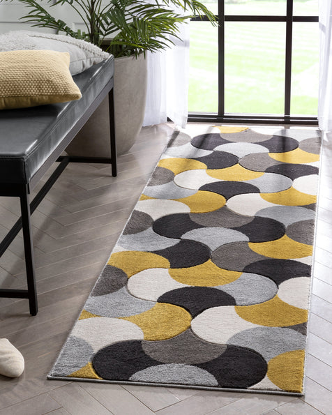Abstract Contemporary Runner Rugs for Living Room, Hallway Runner