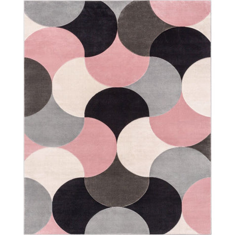 Helena Blush Pink Mid-Century Modern Abstract Geometric 3D Textured Rug