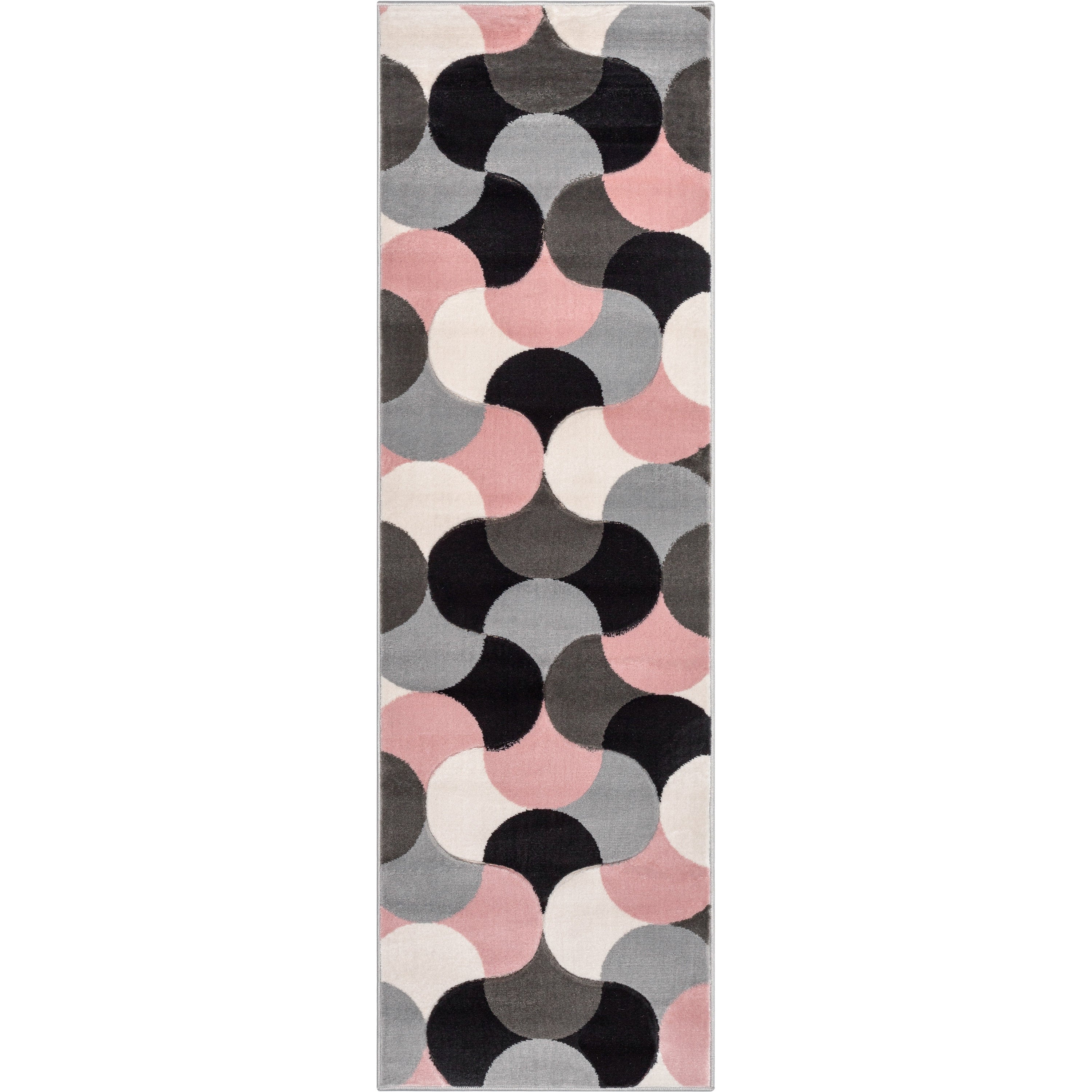 Helena Blush Pink Mid-Century Modern Abstract Geometric 3D Textured Rug