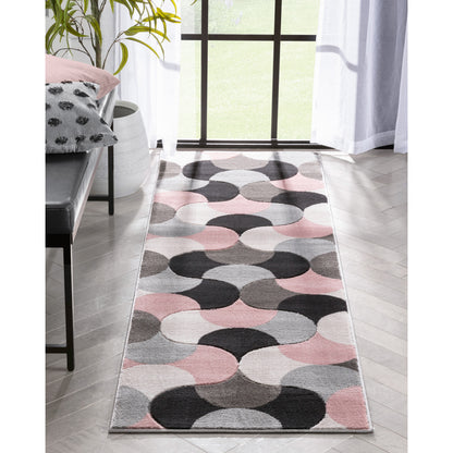 Helena Blush Pink Mid-Century Modern Abstract Geometric 3D Textured Rug