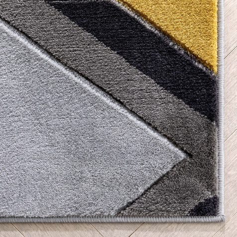 Nora Gold Modern Geometric Stripes 3D Textured Rug