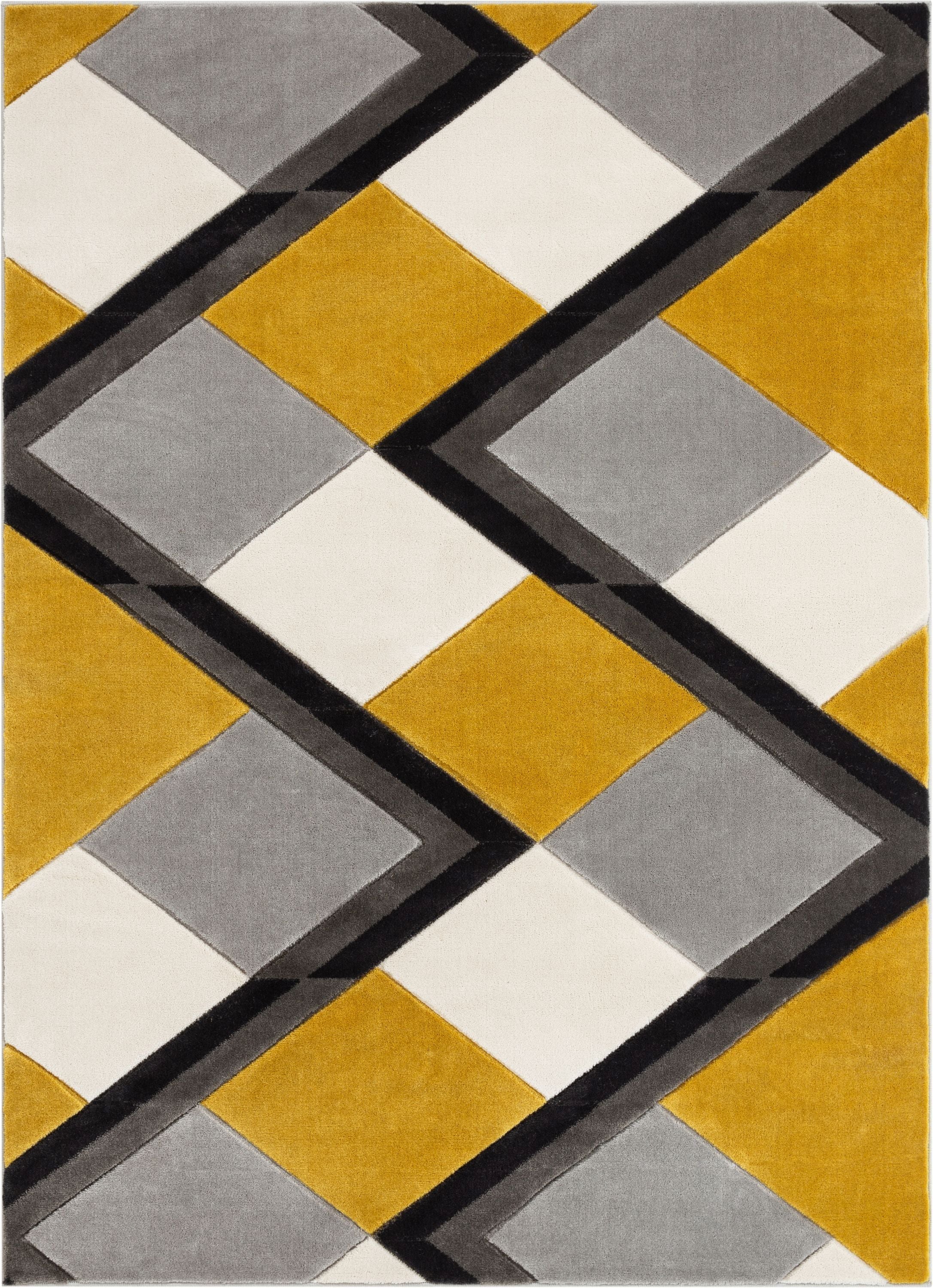 Nora Gold Modern Geometric Stripes 3D Textured Rug