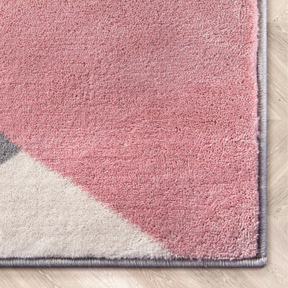 Nora Blush Pink Modern Geometric Stripes 3D Textured Rug