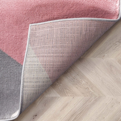 Nora Blush Pink Modern Geometric Stripes 3D Textured Rug