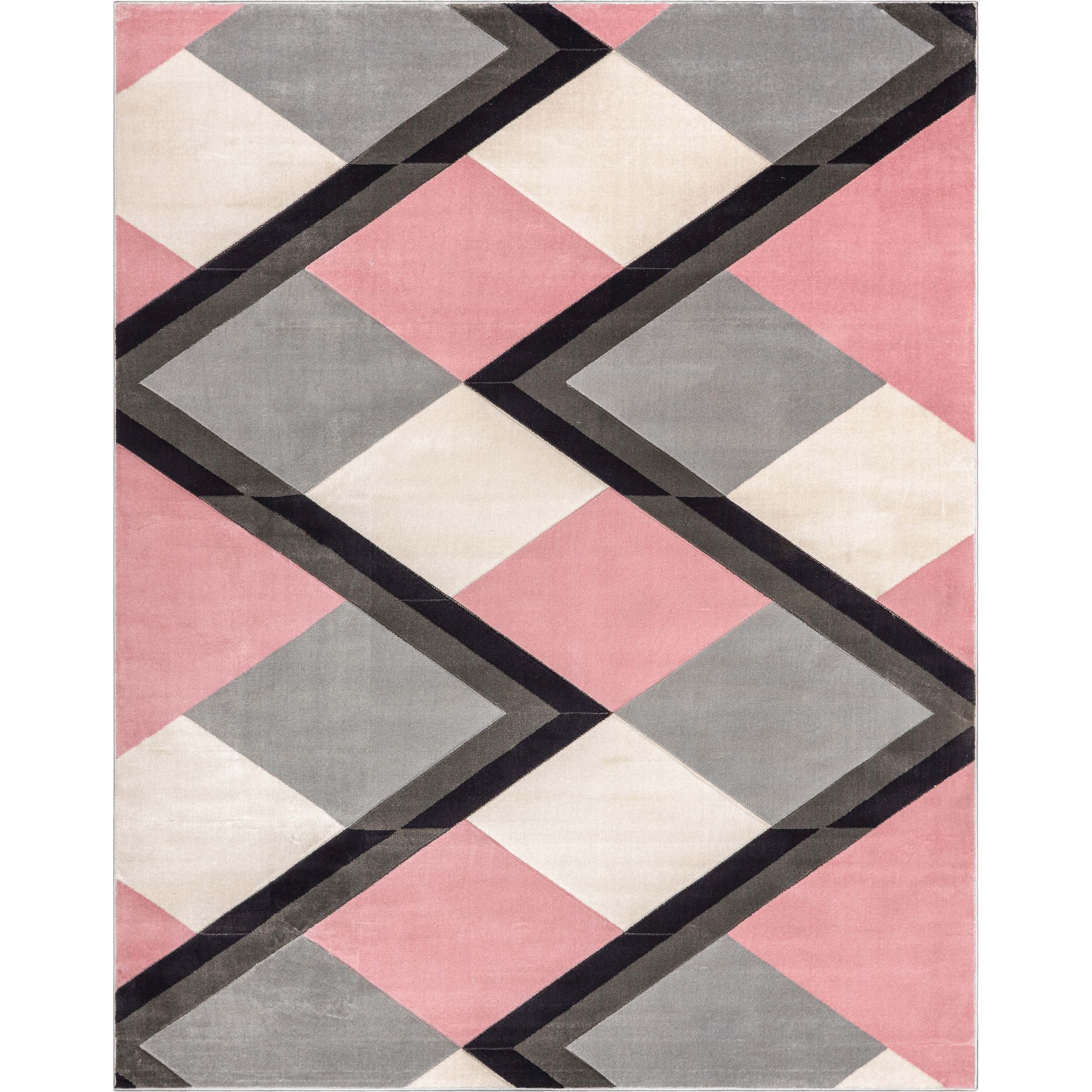 Nora Blush Pink Modern Geometric Stripes 3D Textured Rug