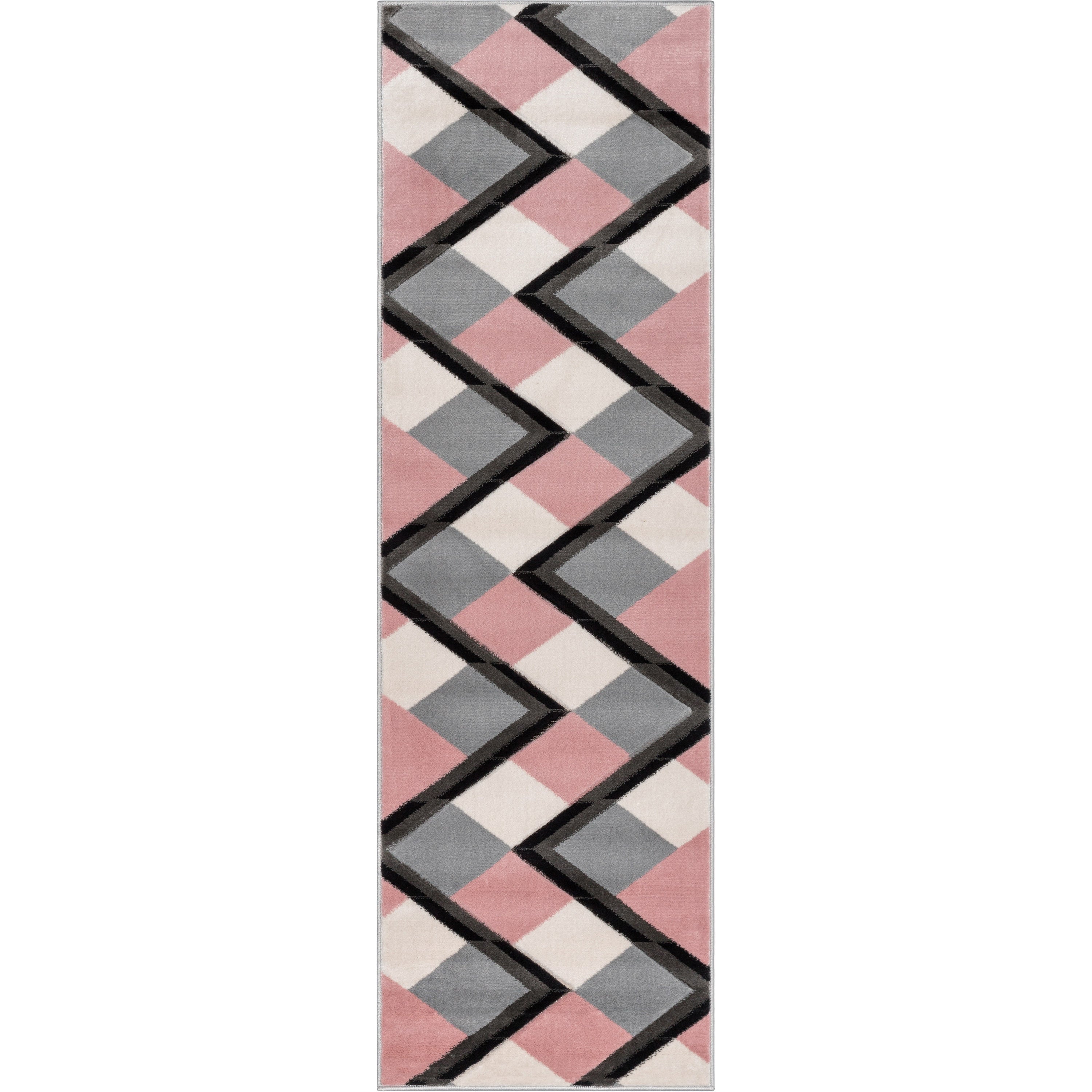 Nora Blush Pink Modern Geometric Stripes 3D Textured Rug