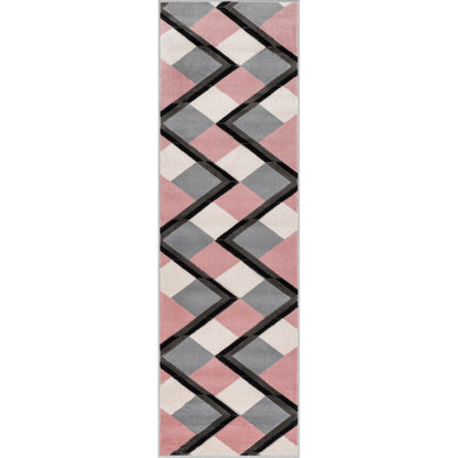 Nora Blush Pink Modern Geometric Stripes 3D Textured Rug