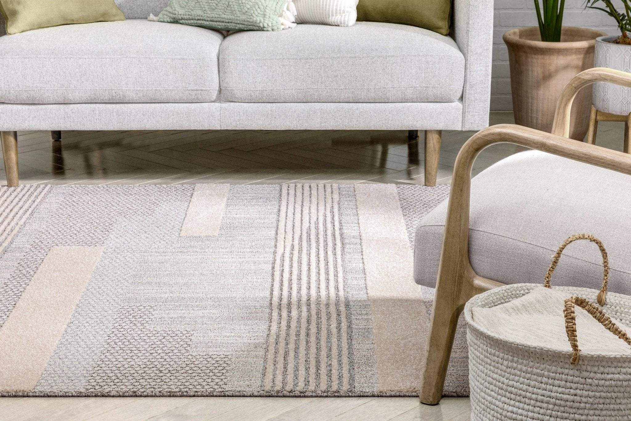 Briar Tribal Geometric Abstract Beige Looped Pile Rug Well Woven