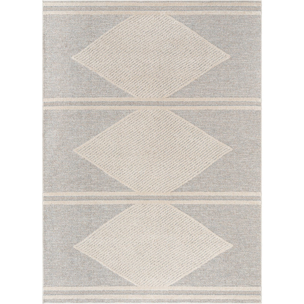 Evie Tribal Diamond Medallion Pattern Beige Looped Pile Rug