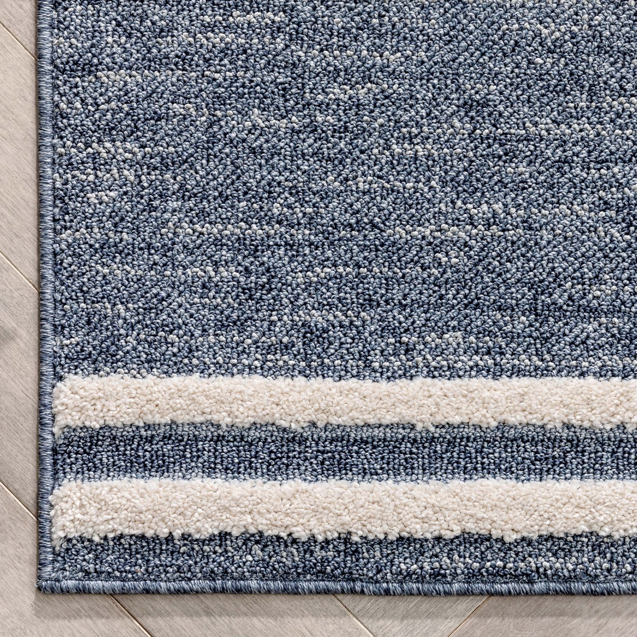 Evie Tribal Diamond Medallion Pattern Blue Looped Pile Rug Well Woven