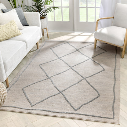 Cora Moroccan Lattice Trellis Beige Looped Pile Rug