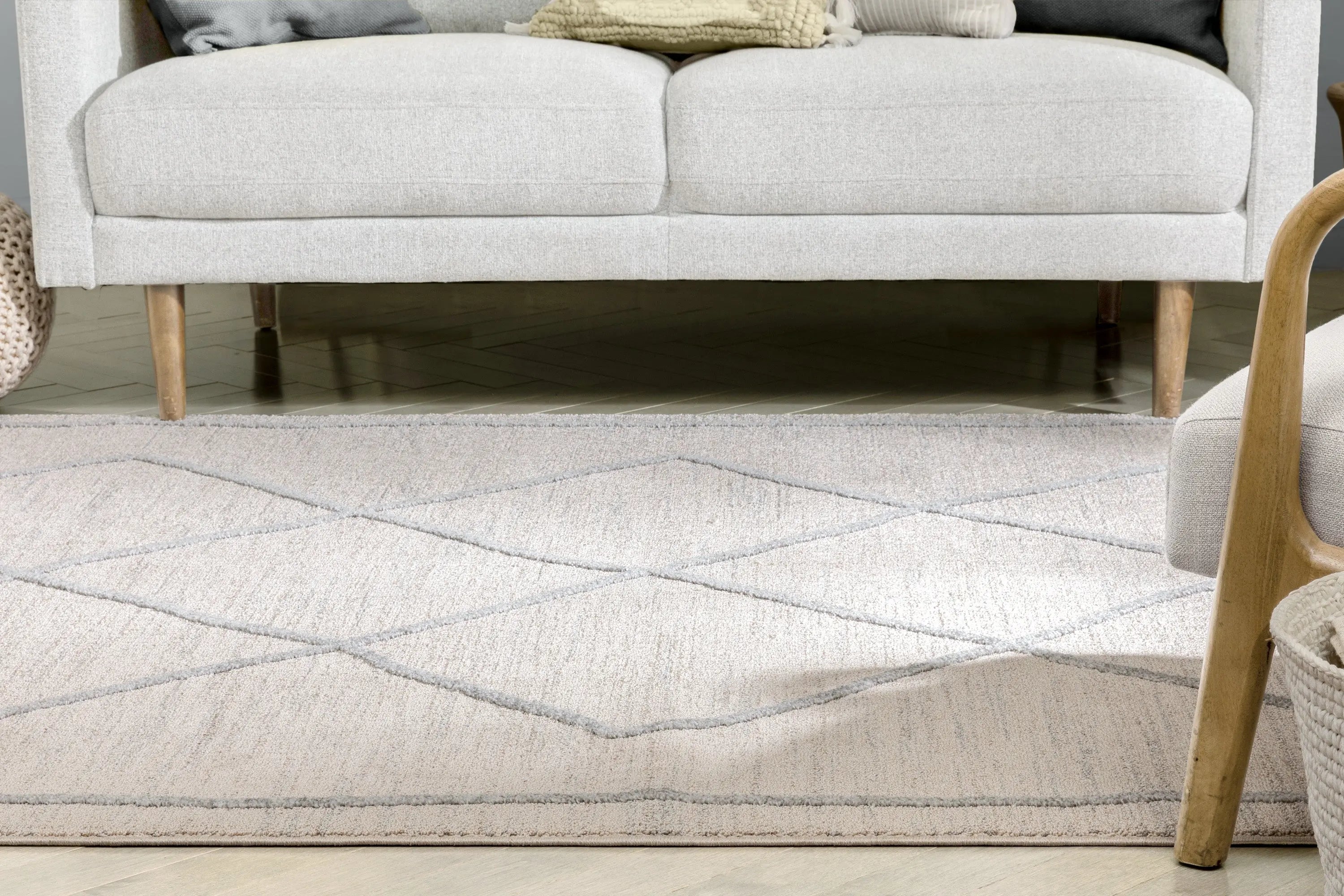 Cora Moroccan Lattice Trellis Beige Looped Pile Rug Well Woven