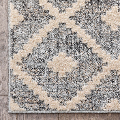 Custom Size Runner Ailey Moroccan Lattice Trellis Grey Choose Your Width x Choose Your Length Hallway Runner Rug