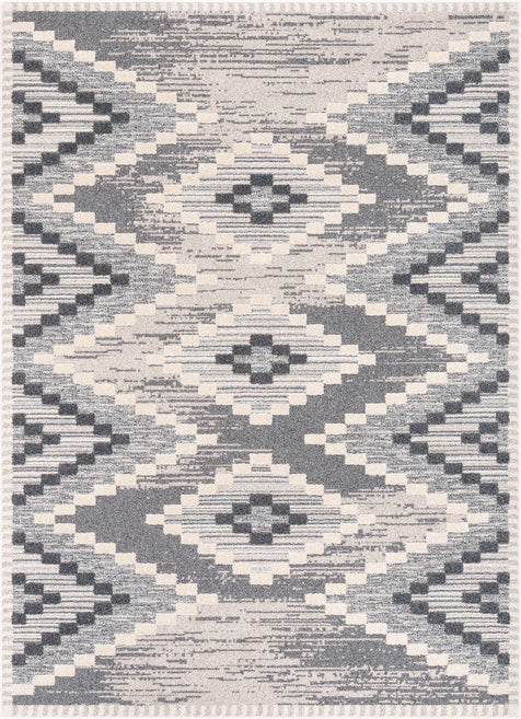 Salena Southwestern Medallion Pattern Ivory Looped Pile Rug