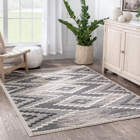 Salena Southwestern Medallion Pattern Ivory Looped Pile Rug