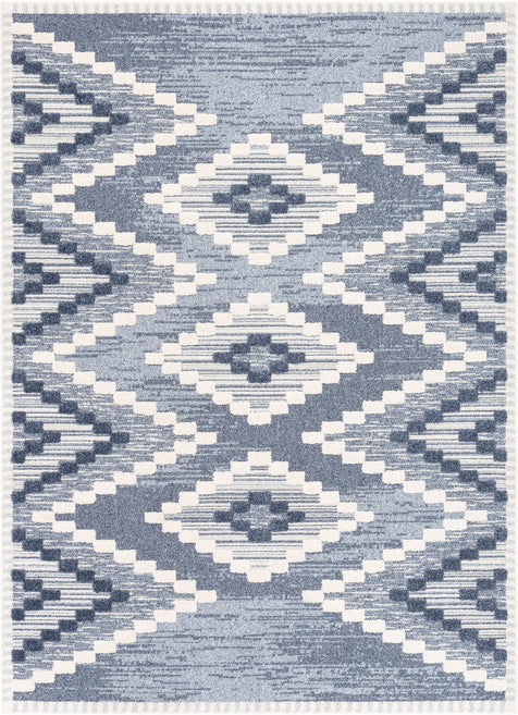 Salena Southwestern Medallion Blue Looped Pile 5'3" x 7'3"  Rug