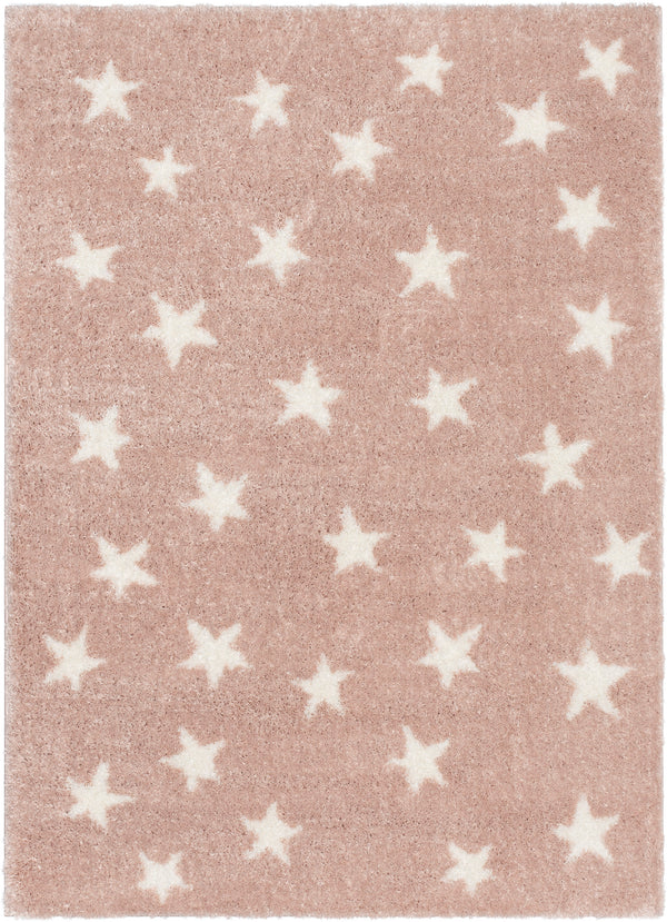 Celestial Skies Modern Stars Pattern Pink Thick & Ultra Soft Kids Rug