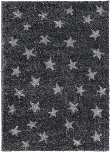 Celestial Skies Modern Stars Pattern Grey Thick & Ultra Soft Kids Rug