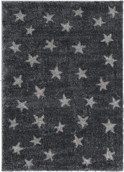 Celestial Skies Modern Stars Pattern Grey Thick & Ultra Soft Kids Rug