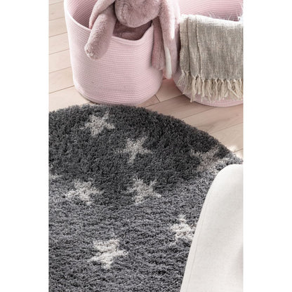 Celestial Skies Modern Stars Pattern Grey Thick & Ultra Soft Kids Rug