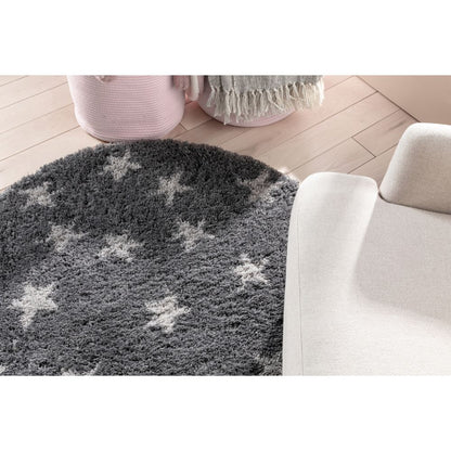 Celestial Skies Modern Stars Pattern Grey Thick & Ultra Soft Kids Rug