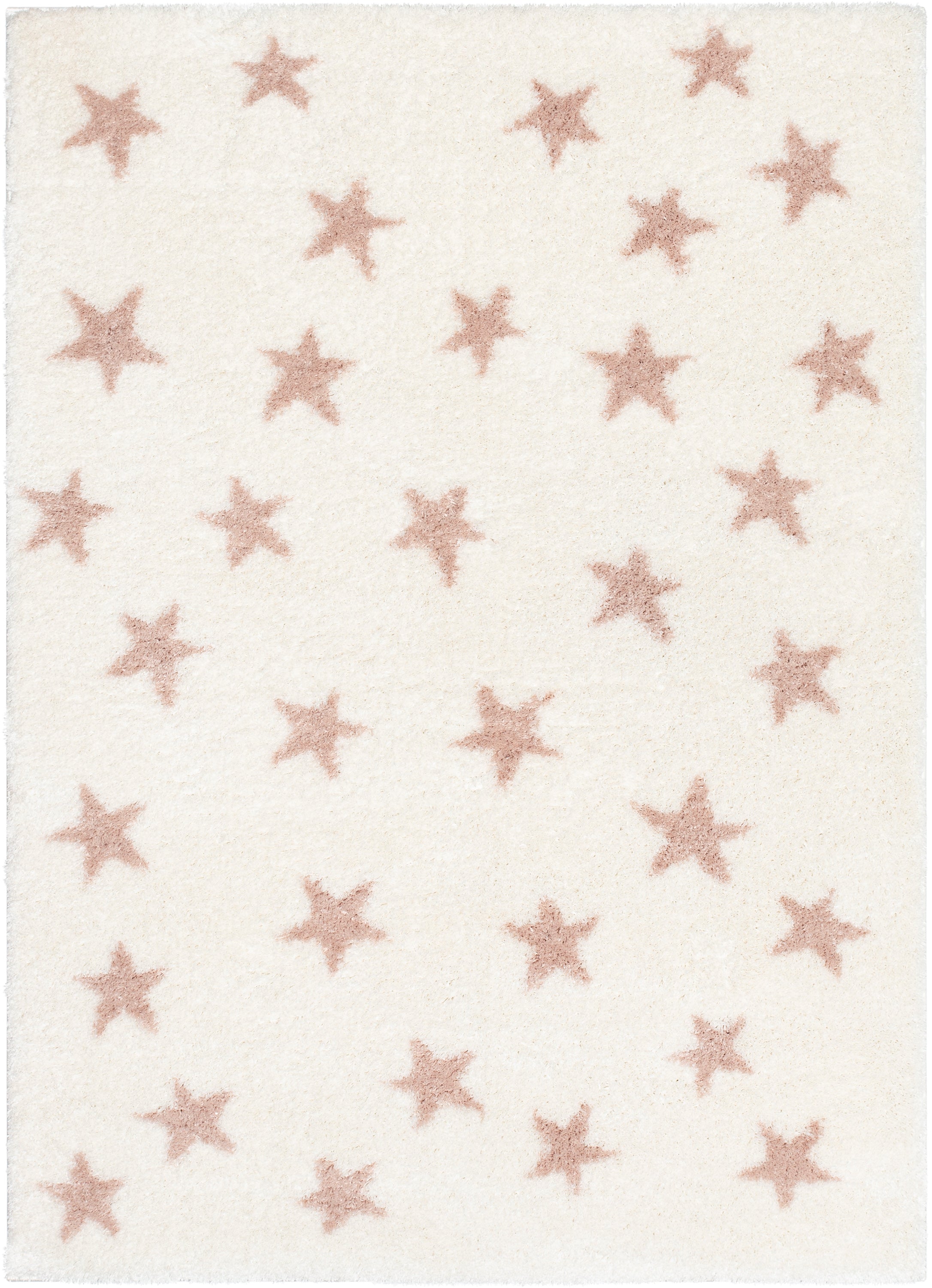 Celestial Skies Modern Stars Pattern Ivory Pink Thick & Ultra Soft Kids Rug